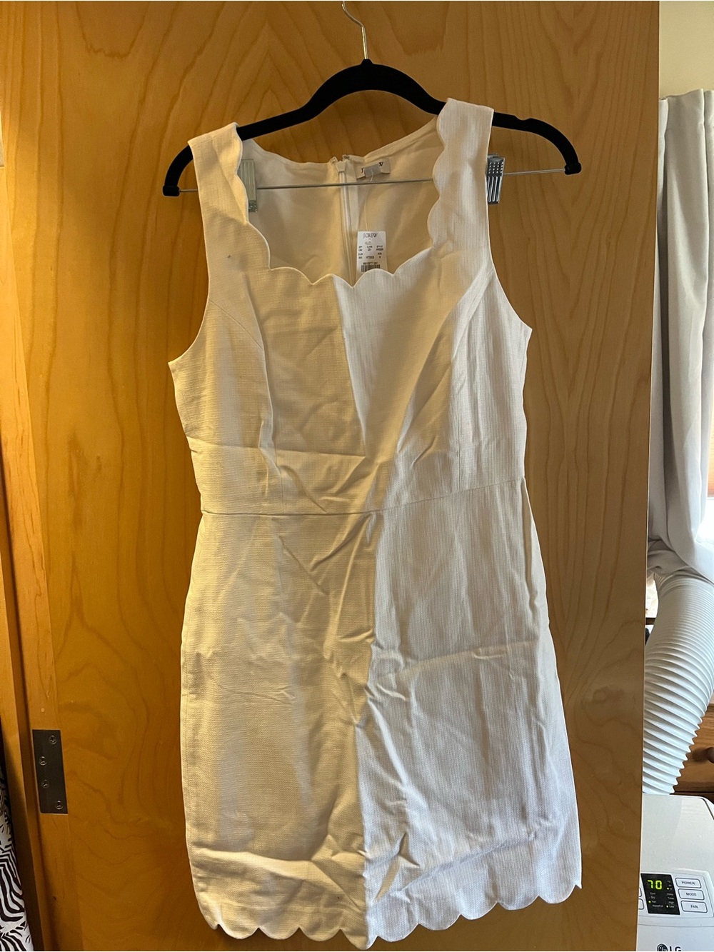 J. Crew White Scalloped-Edge Mini Dress